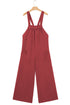 Boho Casual Knotted Back Strap Cotton Bib Front Wide Leg Jumpsuit